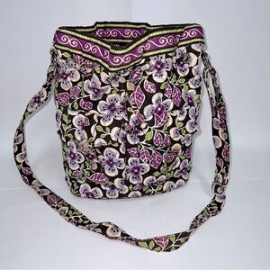 Vera Bradley/Purple Paisley Drawstring Crossbody Hipster Bag